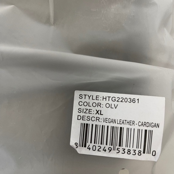 Honor the Gift Olive Vegan Leather Cardigan - XL- NWT - Picture 6 of 6